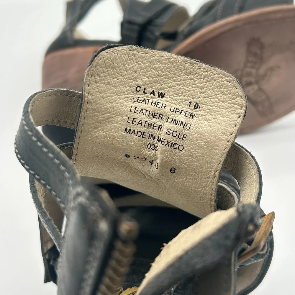 Freebird By Steven Black Claw Sandal Strappy Genuine Leather Boho Gladiator 10